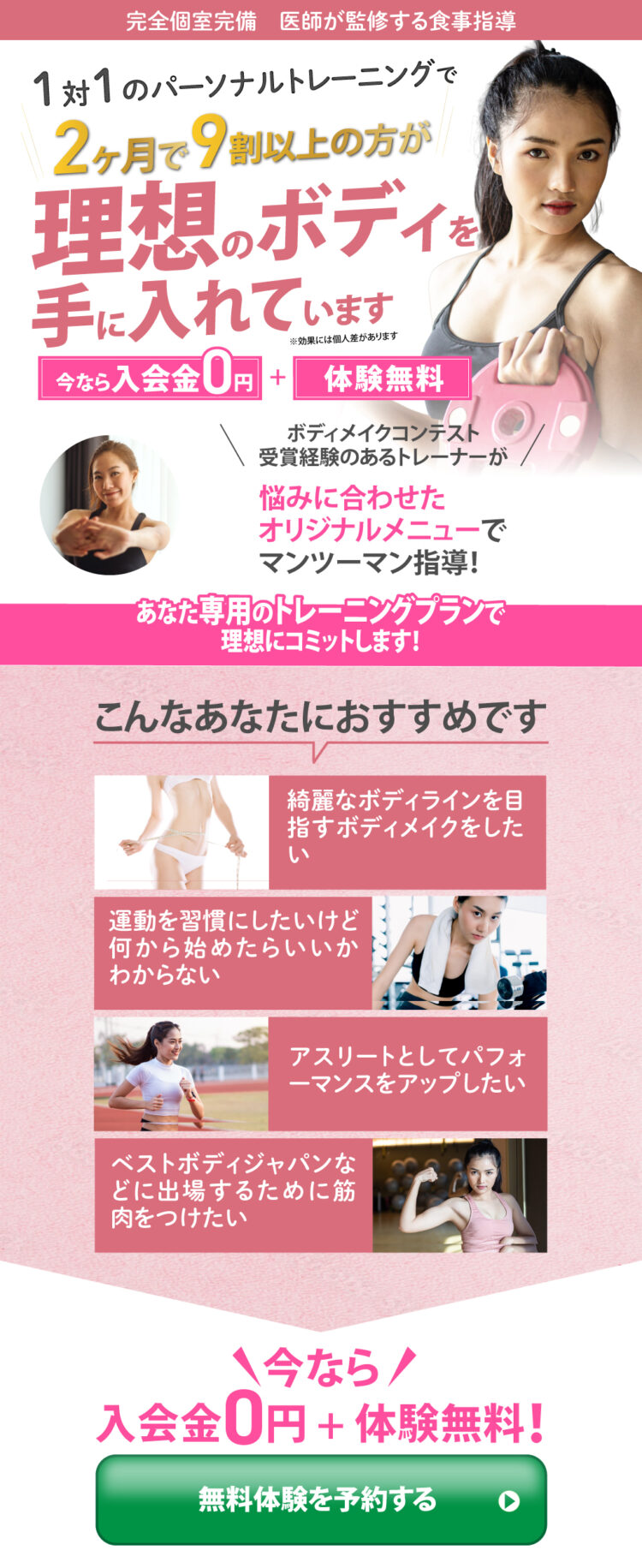 パーソナルトレーニングジムのFV